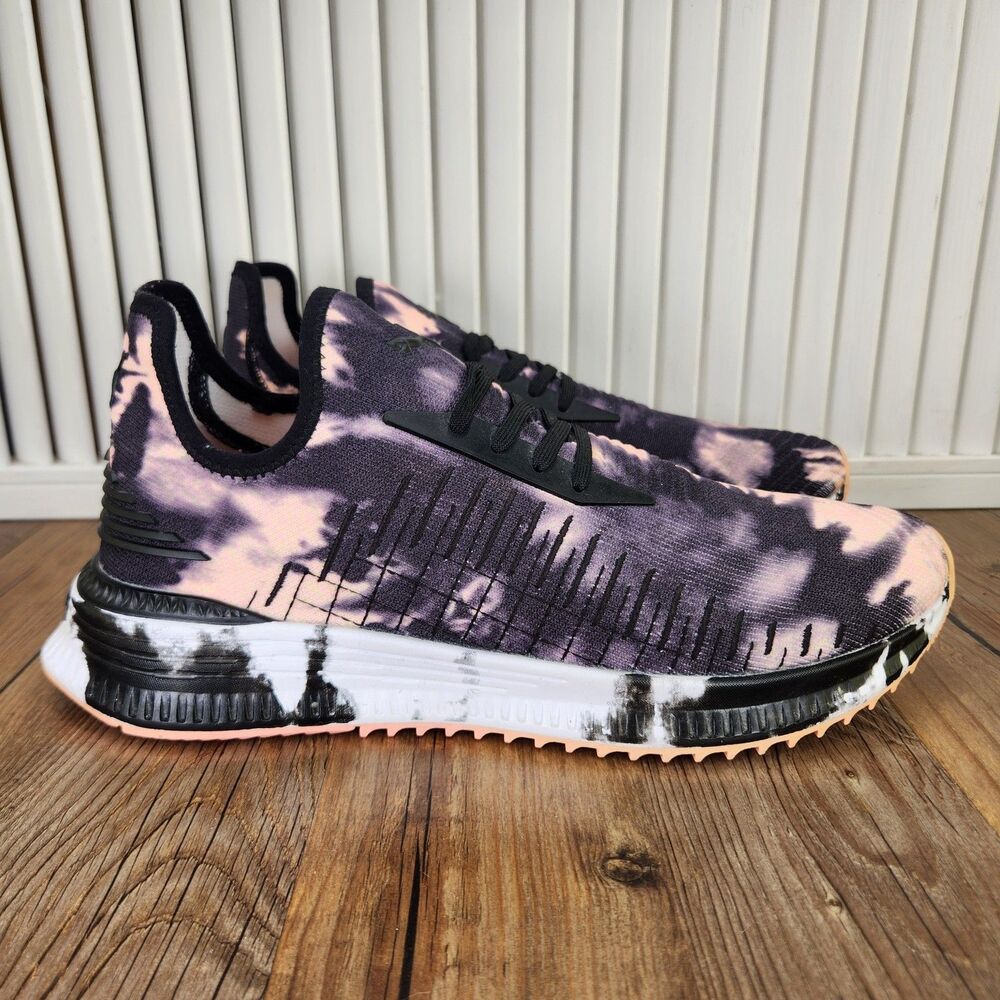 Puma Avid evoKNIT City Punch Mens Sz 9 Black Peach Tie Dye Trainer Sneaker Shoes